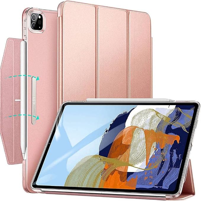 SaharaCase ESR Folio Case for Apple iPad Pro 11 (3rd Generation 2021 &amp 4th Generation 2022) [Shockproof Bumper] Rugged Protection Antislip Grip Leather Kickstand (Blue)