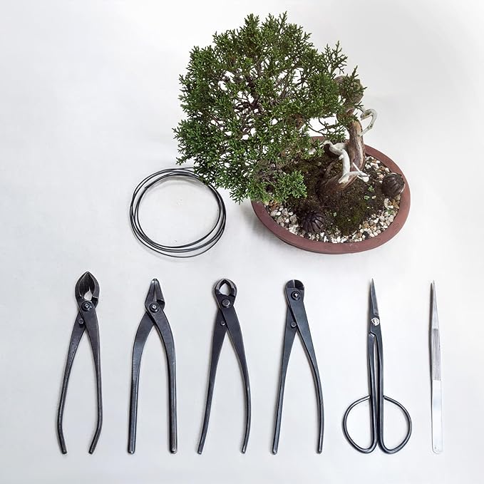 3Peice Bonsai Tool Set - 8.3 Inch High Carbon Steel Knob Concave Cutter, Bonsai Tree Plants Modeling Tools, Applying to Gardening Pruning Branches/Knobs/Tumors (210mm, Gray)