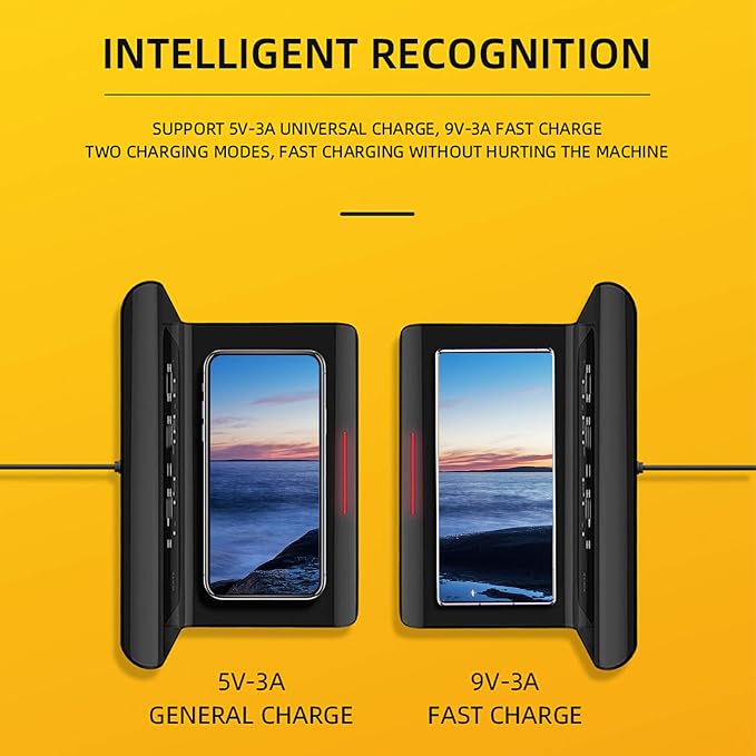 Wireless Charging Station MultiFunctional Charger Stand with Alarm Clock Calendar Phone Wireless Automatic Matching Charger for Bedrooms (Black)