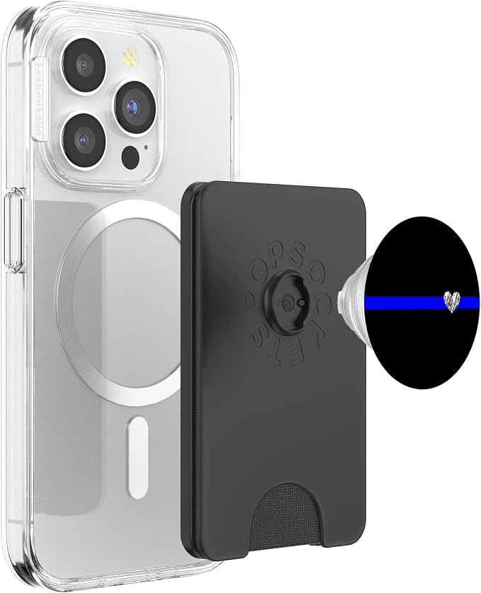 Fallen officer remembrance thin blue line design with Heart PopSockets Adhesive PopGrip