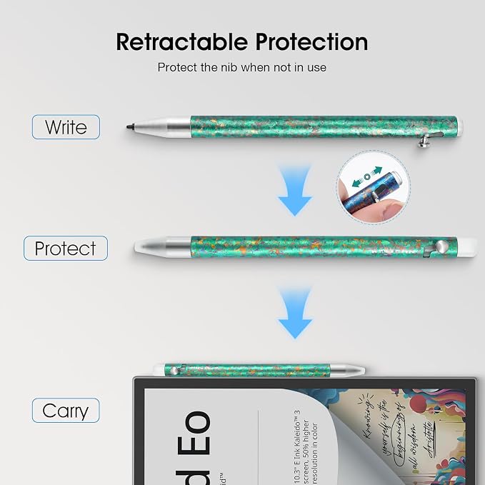 Titanium Magnetic EMR Stylus for E-Ink Devices Retractable Magnetic Digital Pen with Precision Fine Tip Lightweight Writing Pen Compatible with Remarkable 2 Kindle Scribe BOOX SupernoteBlue