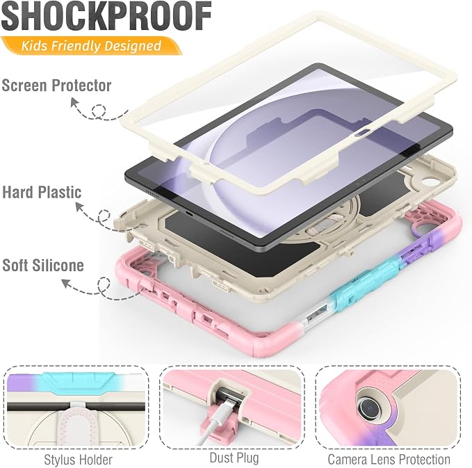 HXCASEAC Case for Samsung Galaxy Tab S6 Lite 10.4 inch Protective with Screen Protector/Hand Strap/S Pen Holder Shockproof S6 Lite Tablet Case 2024/2022/2020 SM-P610 SM-P613 SM-P620 - Black