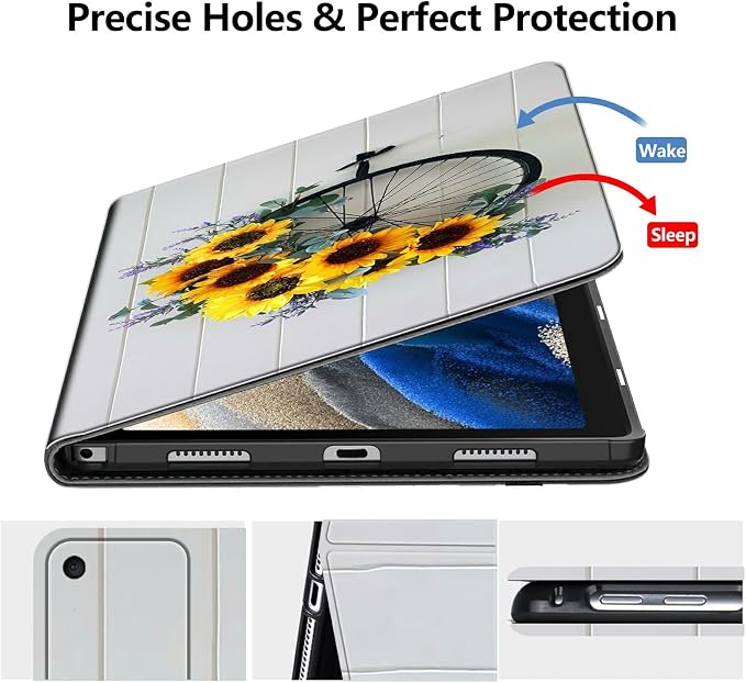 Case for Fire 7 Tablet &amp Fire 7 Kids (12th Gen 2022 Release) - Slim PU Leather Protective Smart Cover with Auto Sleep/Wake &amp Multi-Angle StandBlue Dandelion