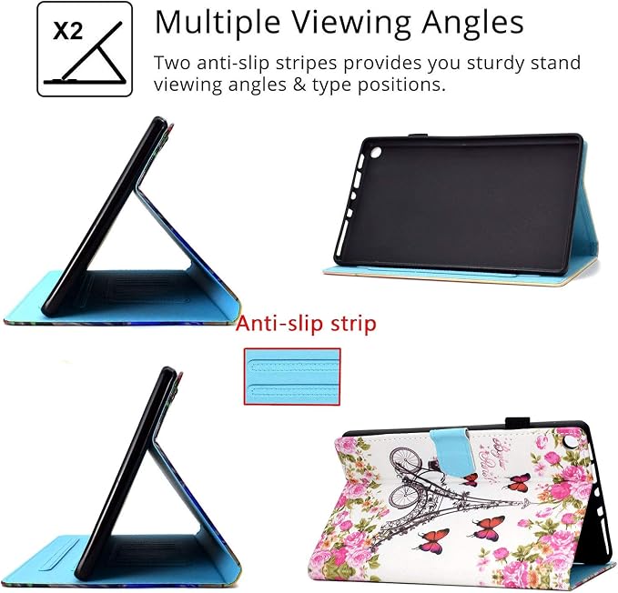 Kindle Fire HD 8 Tablet Case (8th/7th/6th Generation)Smart Stand Synthetic Leather Cover with Auto Wake/Sleep [Card &amp Pencil Holder] for 8 Amazon Fire HD 8 (2018/2017/2016) Blue Sea Beach