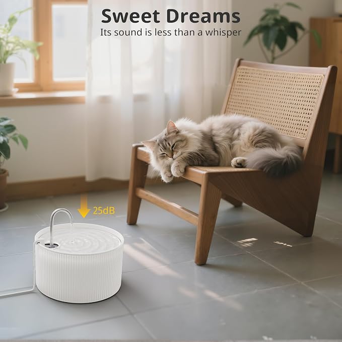 Ceramic Cat Water Fountain, 2.2L/74oz Pet Water Fountain