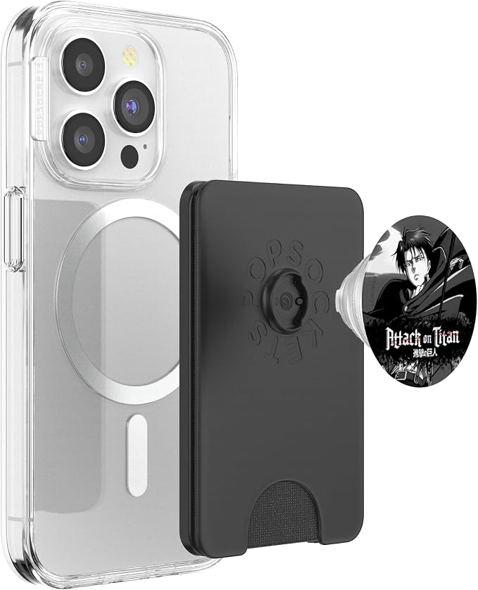 Attack on Titan Black and White Levi Splatter Logo Anime PopSockets PopWallet for MagSafe