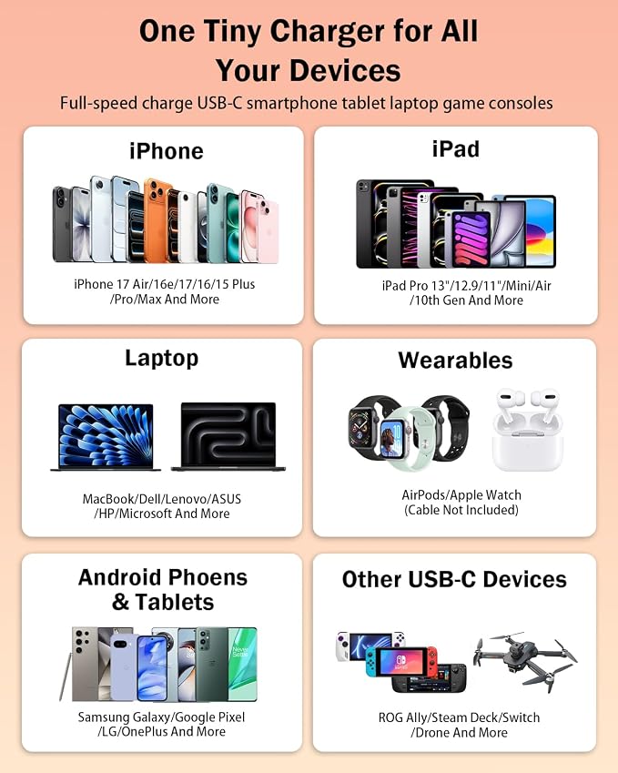 [Apple MFi Certified] 40W GaN III USB C Charger with 10FT Cable for iPhone | 2-Pack PD 3.0 PPS Charger Set Compatible with iPhone 17/16/15 Pro Max Samsung S25 iPad and MacBook Compact Travel Desig