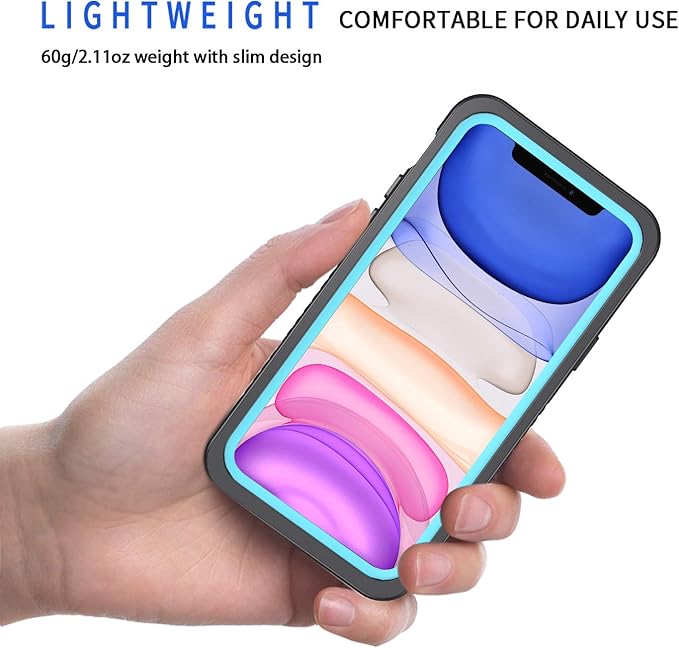 Lanhiem for iPhone 11 Case IP68 Waterproof Dustproof Case with Built-in Screen Protector Heavy Duty Full Body Protective Clear Back Phone Cover for iPhone 11 (Black)