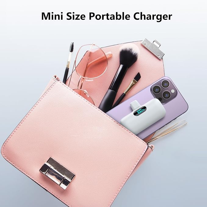 [2 Pack]Small Portable Charger for iPhone 17/16/15 Series5000mAh 3A PD USB C Power Bank Mini Travel Essentials Battery Pack for iPhone 17/17 Pro/16/16 Plus/16 Pro/15 Pro MaxSamsungAndroid/LG etc