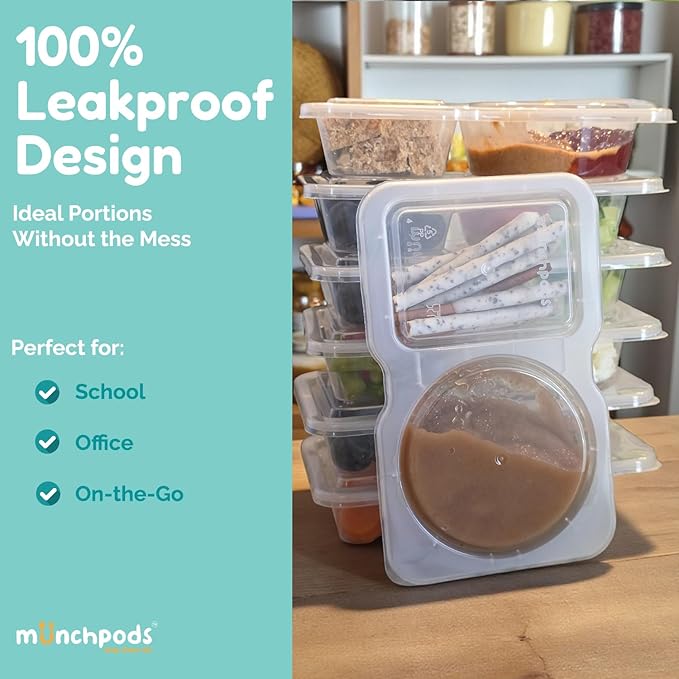 Reusable Snack Containers with Lids 50Pcs, Portion control containers, Snack Pack Containers,2 Double Compartment Snack Containers for Kids On the Go Meals, Camping Condiment Snack Tray Prep