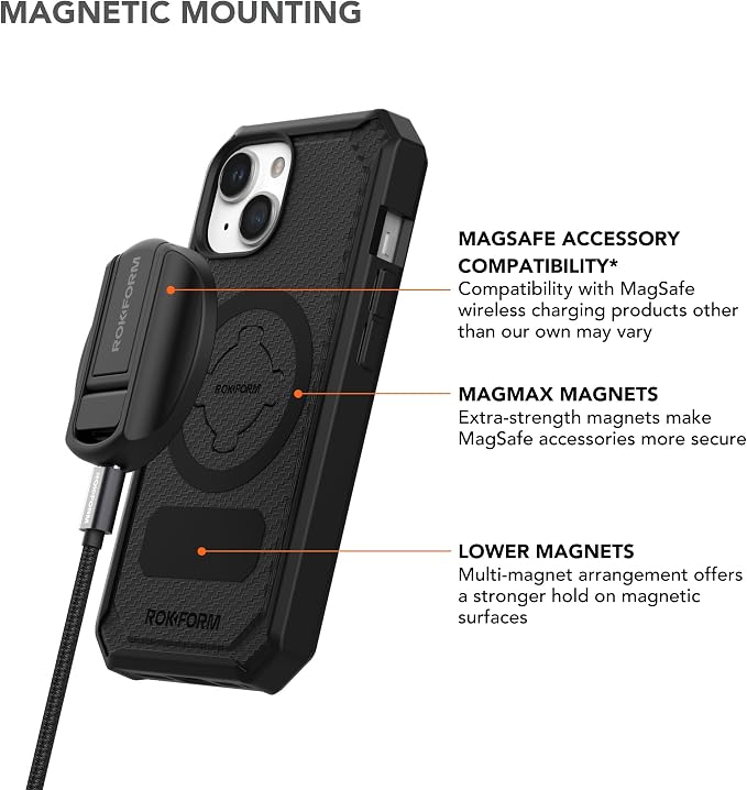 Rokform iPhone 15 Rugged + Magnetic Charging Stand