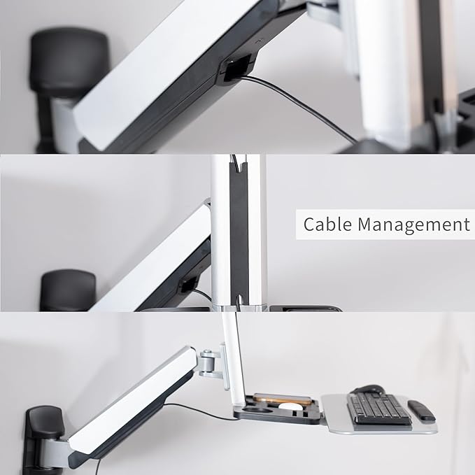 VIVO Single Monitor and Keyboard Counterbalance Sit-Stand Wall Mount, Ergonomic Standing Transition Workstation STAND-SIT1W