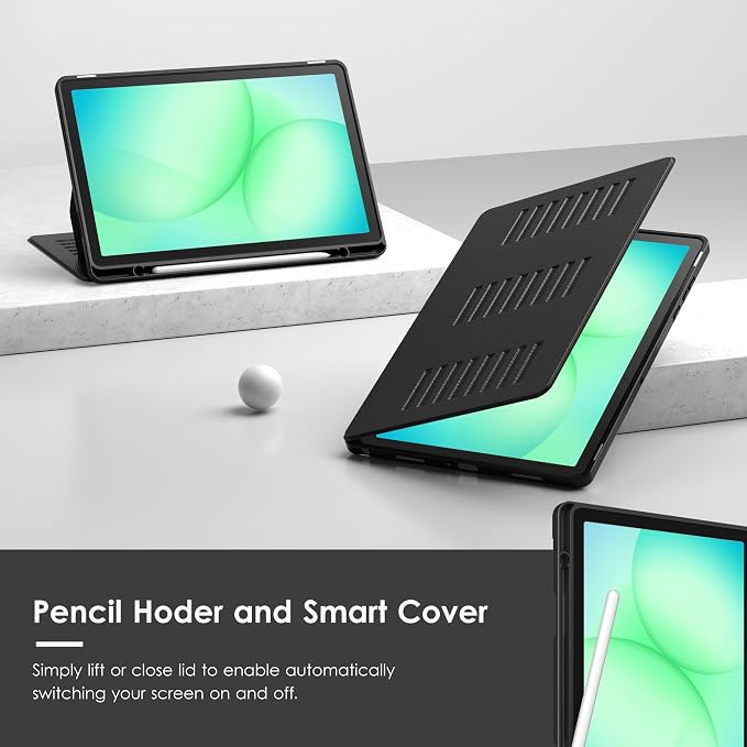 Case for Samsung Galaxy Tab A11+ Plus 11 inch 2026 Model (SM-X230/X236)Multiple Angles Stand CoverSoft BackPencil Holderand Auto Sleep/WakeBlack