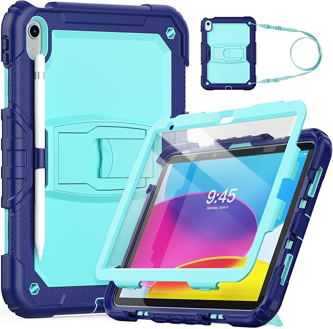 HXCASEAC Case for iPad 9th/8th/7th Generation Case Kids Boys Drop Proof | Built-in Screen Protector Pencil HolderStand Protective Silicone Shockproof Hard Rugged Black
