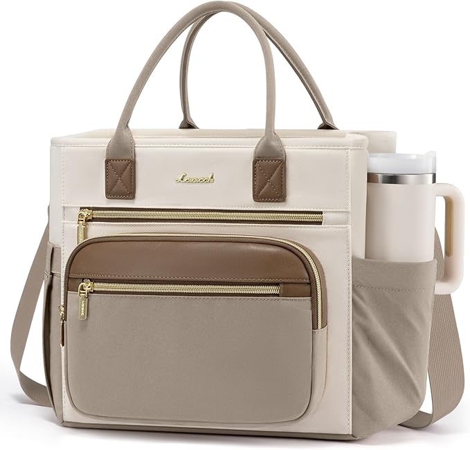 LOVEVOOK Insulated Lunch Bag Women,Wide Opening Adult Lunch Box Women,Leakproof Cooler Bag for Work Picnic Beach Family College,Lunch Teacher Tote Bag with Adjustable Shoulder Strap and Cup Holder