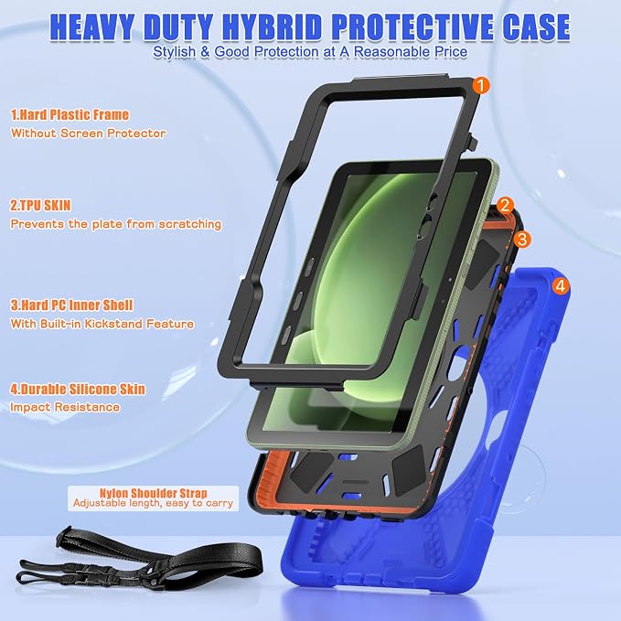 Samsung Galaxy Tab Active5/Active 3 8.0 Case with 360 Stand Handle Hand Strap &amp Shoulder Strap for Galaxy Tab Active5 8 2024 X300/X307 Active3 8 2020 T570/T575/T577 (Black)