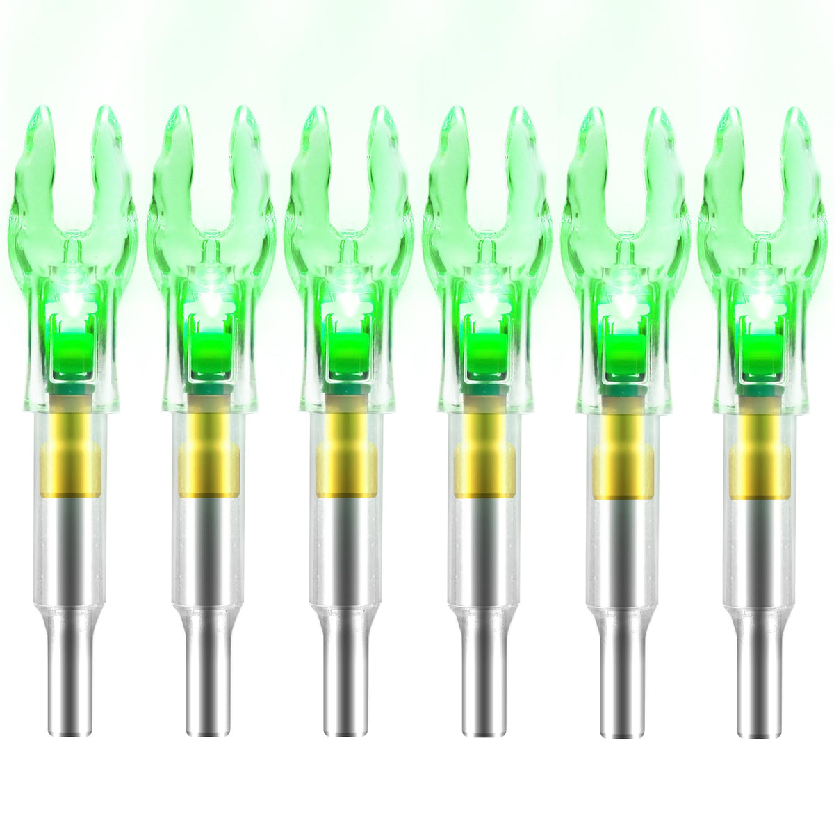 ACDSHOT 6PCS X Lighted Nocks for Arrows with .204 .233 .244 .246 Inside Diameter with H, S, GT Bushings LED Light up Knocks