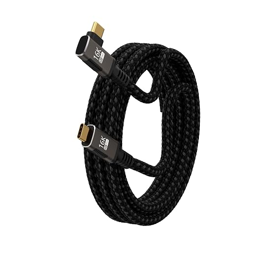 right angle USB C long Cable 10FT Compatible With Thunderbolt 5/4Type C 240W Fast ChargingUSBC 16K@60Hz/8K@120Hz HD Video Output for Display90 degree USB 5/4 Cable 80Gbps Data Transfer for SSD/Dock