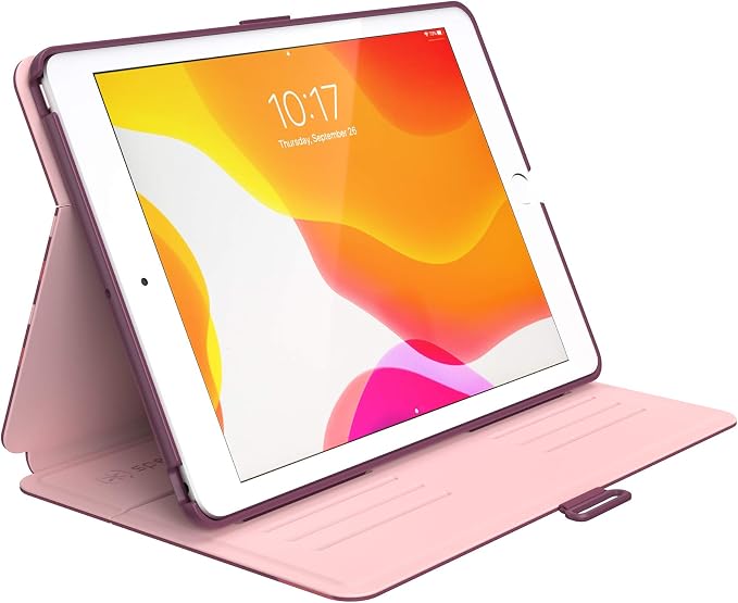 Speck Balance Folio Case for iPad 10.2 Inch (2019-2021) - Drop &amp Camera Protection Slim Multi Range Stand Apple Pencil Holder - Arcadia Navy/Moody Grey