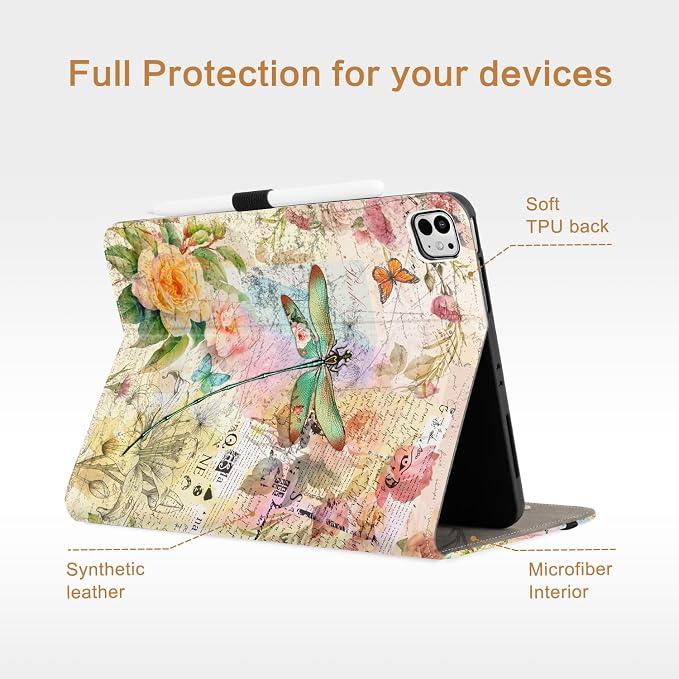Vimorco for iPad Pro 11-inch Case M5/M4 2025/2024 for iPad Pro Case 11 Inch M5/M4 Pencil Holder/Hand Strap/Pocket/Screen Protection Band 3 Adjustable Angles Auto Sleep/Wake Beach Blue Ocean