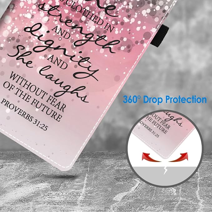 Case for All-New Fire HD 10/Fire HD 10 Plus Tablet 10.1 (11th Gen 2021 Released) - Premium PU Leather Stand Cover with Auto Wake/Sleep - Bible Verse Proverbs 31:25