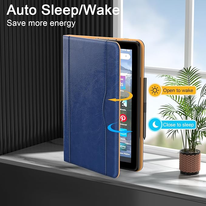 ZoneFoker for 10 Tablet Case (13th/11th Generation 2023/2021 Released) PU Leather Folio Cover with Multi-Angle Stand/Pen Holder Auto Wake/Sleep for 10/10 Plus Black+Black