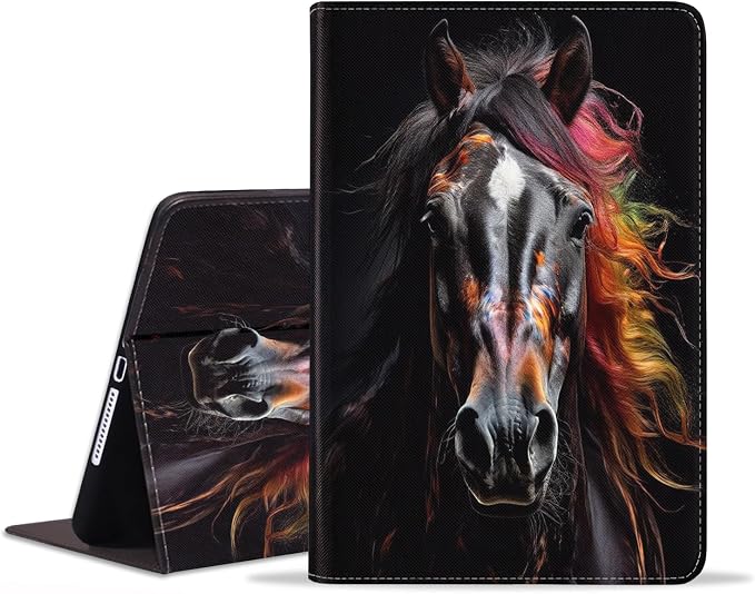 Case for Samsung Galaxy Tab A9 Plus 11 Inch 2023 Model (SM-X210/X216/X218) Premium PU Leather Stand Folio Cover with Auto Sleep/Wake Abstract Colorful Dog