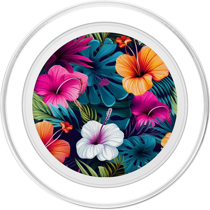 Watercolor Hibiscus Pattern Hawaii Flower Tropical Floral PopSockets PopGrip for MagSafe