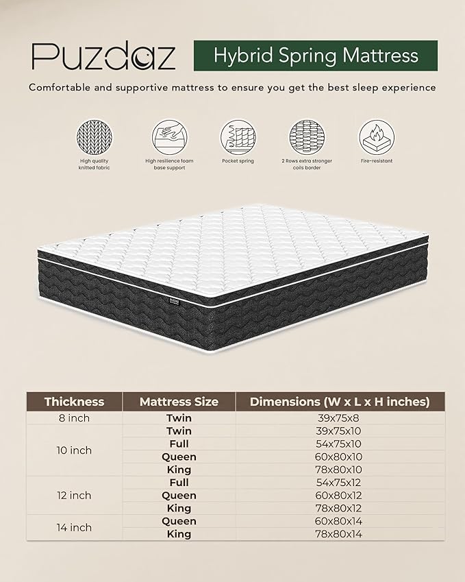 Queen Mattress 14 Inch Queen Size Mattresses - Memory Foam & Individually Pocket Coils Springs, Pressure Relief, Motion Isolation, Edge Support, CertiPUR-US Certified, Medium Firm