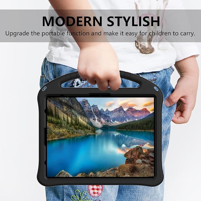 Dteck Kids Case for iPad 10.2 - Shockproof Rugged EVA Handle Stand Child Proof Case for iPad 9/8/7 Generation Black