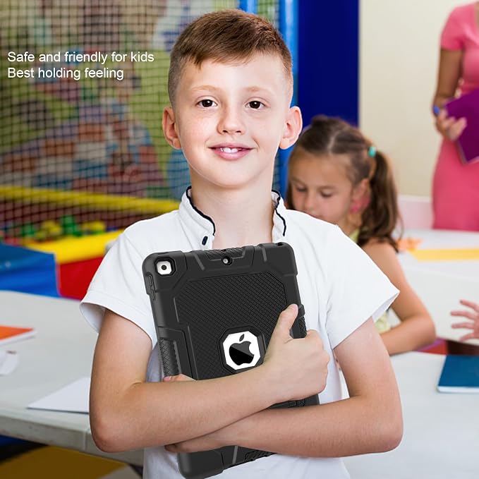 TIMISM Case for iPad 9th/8th/7th Generation(2021/2020/2019) Heavy Duty Military Grade Shockproof Rugged Protective 10.2 Cover with Built-in Stand for iPad 9 8 7 Gen Black+Green