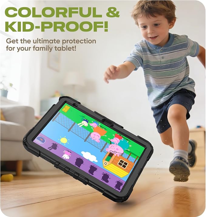 HXCASEAC Case for iPad 9th/8th/7th Generation Case Kids Boys Drop Proof | Built-in Screen Protector Pencil HolderStand Protective Silicone Shockproof Hard Rugged Black