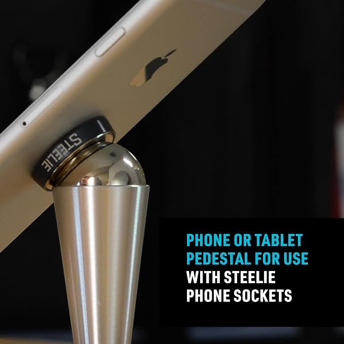 Nite Ize Steelie Pedestal Mount - Tabletop Stand Compatible with MagSafe iPhones &amp Tablets - Magnetic Desk Phone Mount - Phone Holder Accessories for Hands-Free Use &amp Adjustable Viewing