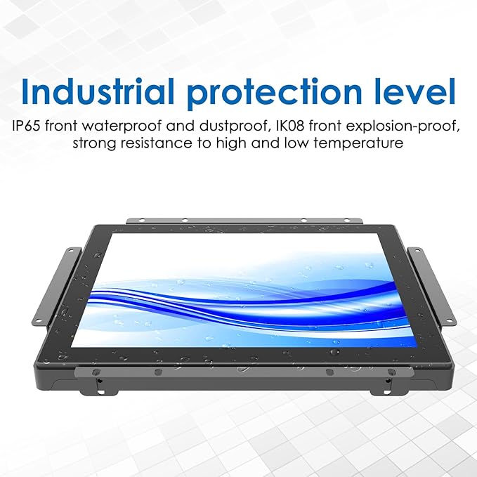GreenTouch 12.1 Inch 1000 Nits High Brightness Display Capacitive Touchscreen Open Frame LCD Touch Screen Monitor - Front IP65 and IK08-1024 x 768 - Black