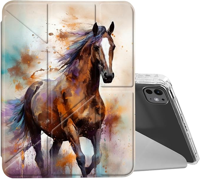for iPad 10.2 &amp 10.5/iPad 9th/8th/7th Generation 10.2 2021 2020 2019 Case Mutil Angles Folding Y-Shaped Stand Cover with Pencil Holder Auto Wake/SleepAmerican Flag and Cow