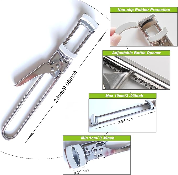 Jar Opener for Weak Hands & Seniors, Set with Gripper Pad & Bottle Keychain