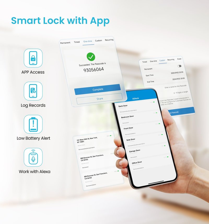 Veise VE06 Smart Deadbolt with App Control, Keyless Entry Smart Lock for Front Door, Electronic Digital Door Lock with Code, Easy Install, Satin Nickel