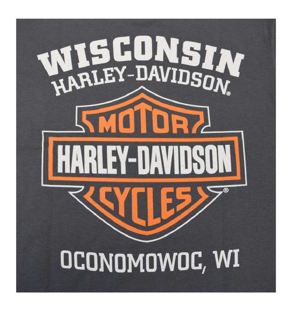 Harley-Davidson Men's Long Sleeve Orange Bar & Shield Grey Shirt 30291963 (L)