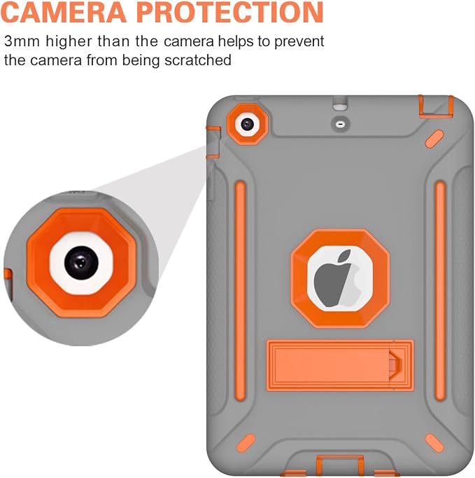 MAKEIT CASE iPad Mini Heavy Duty Hybrid Shockproof Protective Case - Full-Body Rugged Silicone and PC Hard Case With Kickstand for iPad Mini 1/2/3