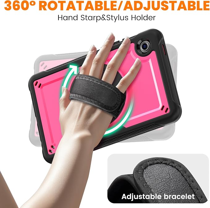 KAIJIAbox Case for Samsung Galaxy Tab A11+ Plus/Tab A9+ Plus 5G 11 Inch | 7 in 1 Protection: Screen Protector Pen Holder 360° Stand Hand Strap Shoulder Strap Drop-Proof Lightweight-Clear