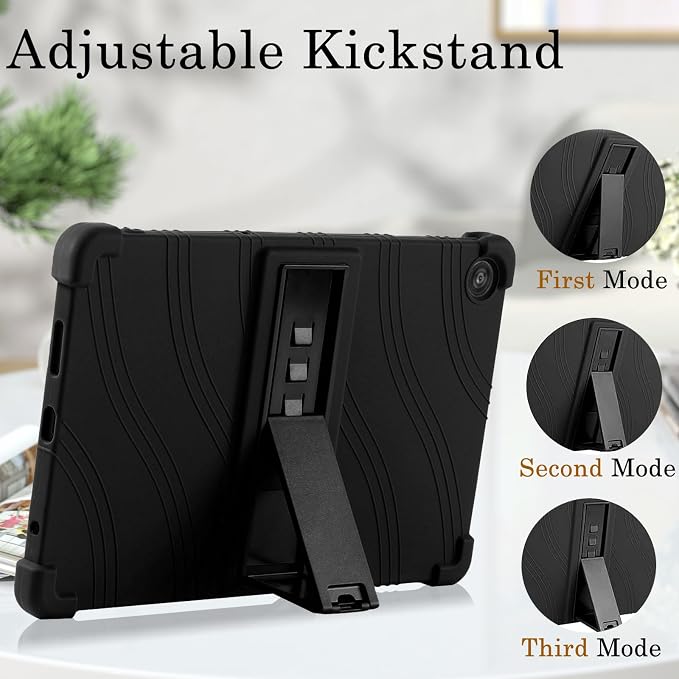 for Revvl Tab 2 Case (2025) Kids Soft Silicone Cover for Tmobile Revvl Tab 2 Tablet Case with Stand (Black)