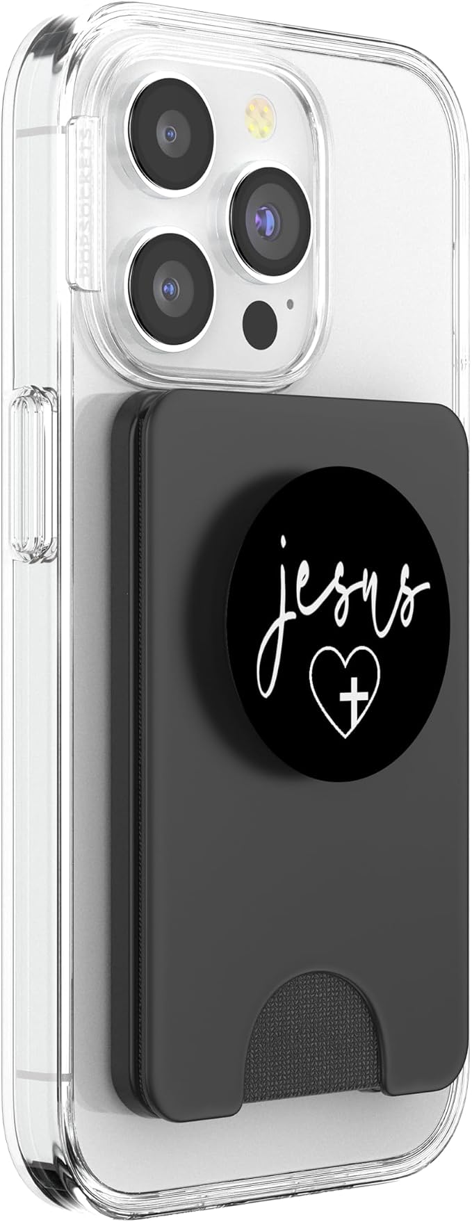 Jesus Cross Love Faith Easter Christmas White Font Black PopSockets Adhesive PopGrip