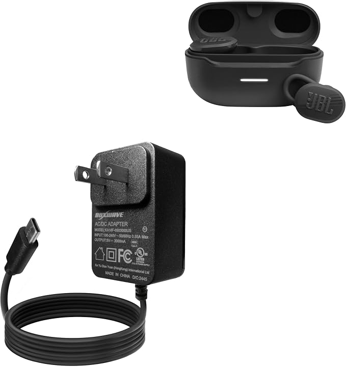 BoxWave Charger Compatible with JBL Endurance Race TWS - Wall Charger Direct (15W) Rapid Charge Your Device with Built-in 3ft Cable
