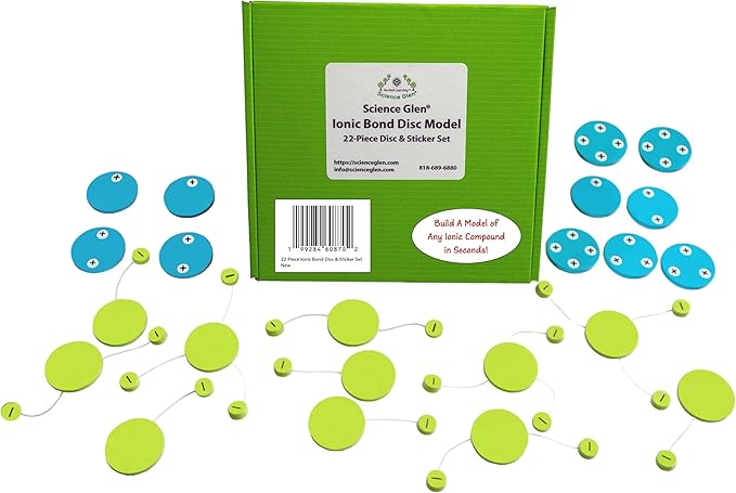Chemistry Teacher Classroom Kit – Ionic Bond Disc Model | Visual Manipulative for Teaching Ionic Bonding & Charge Balance | Durable STEM Set for Middle School, High School, College