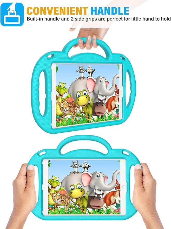 SUPLIK Kids Case for iPad 5th/6th Generation (9.7 inch 2017/2018) iPad Air 1 &amp Air 2 &amp Pro 9.7 Case with Shoulder Strap Handle Stand for Apple iPad 5/6 &amp iPad Air 1st/2nd Gen Black