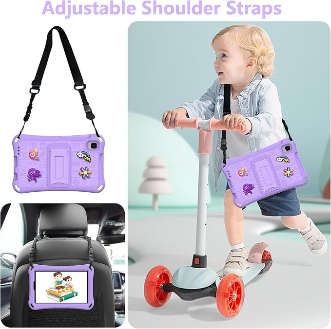 Case for iPad 10.2 Inch 2021/2020/2019/ iPad Pro 10.5 Inch/Air 3rd Gen (2019) Shoulder Strap Kickstand Children Friendly Anti-Scratch Shockproof Case Lightpurple