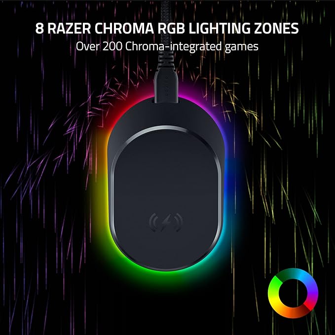 Razer Mouse Dock Pro with Wireless Charging Puck: Magnetic Wireless Charging - Integrated HyperPolling 8K Hz Transceiver - Anti-Slip Base - Chroma RGB Lighting - Classic Black