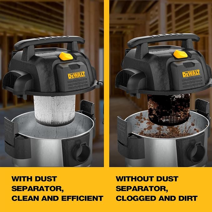 Dewalt Dust Separator with 10 Gal Stainless Steel Tank, 99.5% Efficiency