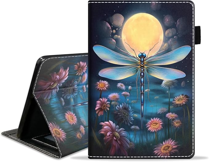 Case for Amazon Kindle Fire 7 Tablet (7 Display 12th Generation 2022 Release) Slim PU Leather Stand Folio Cover with Card Slot &amp Auto Wake Sleep Abstract Paint Butterfly