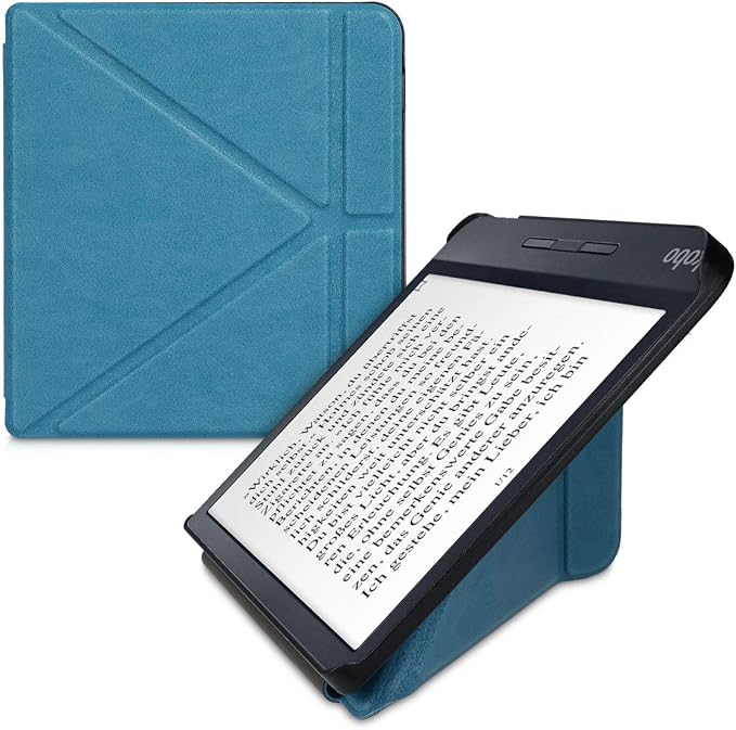 kwmobile Cover for Kobo Libra H2O Case - Slim PU Leather eReader Cover with Stand and auto Sleep funktion - Dark Blue